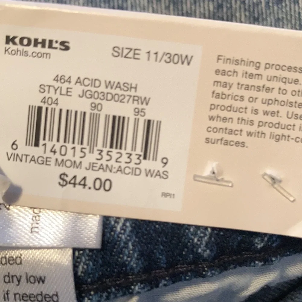 SO high rise MOM JEAN acid wash denim raw edge hem retro jean size 11 / 30 - Picture 12 of 16